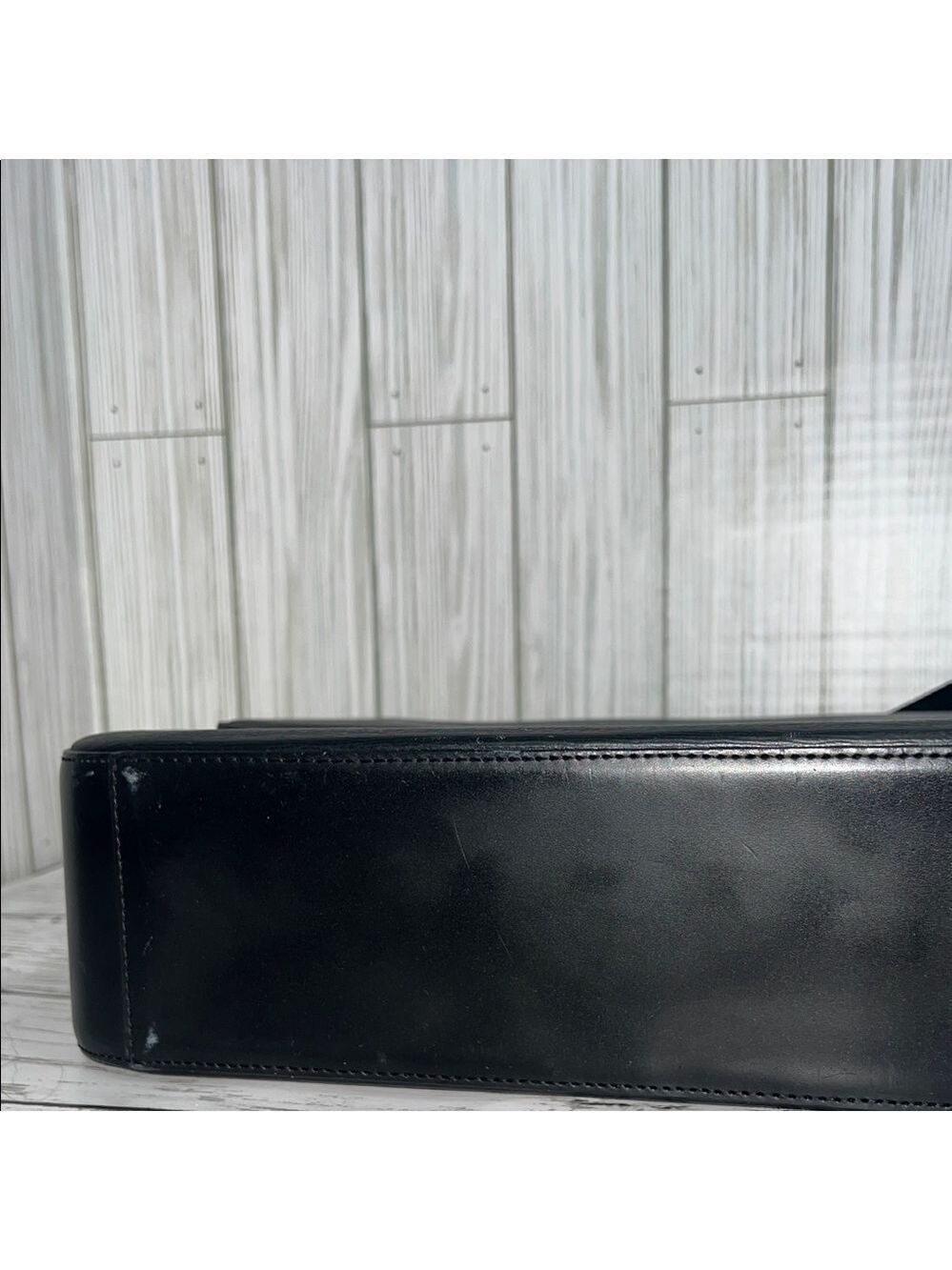 Louis Quatorze Black Leather Messenger Bag Crossbody Briefcase Satchel Laptop Wo - Picture 14 of 16